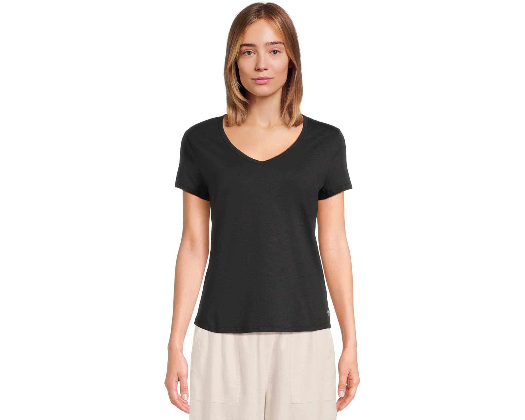 (取寄) レディース マーリー ショート スリーブ V ティー Toad&amp;Co women Marley Short Sleeve V Tee True Black｜ジェットラグ店