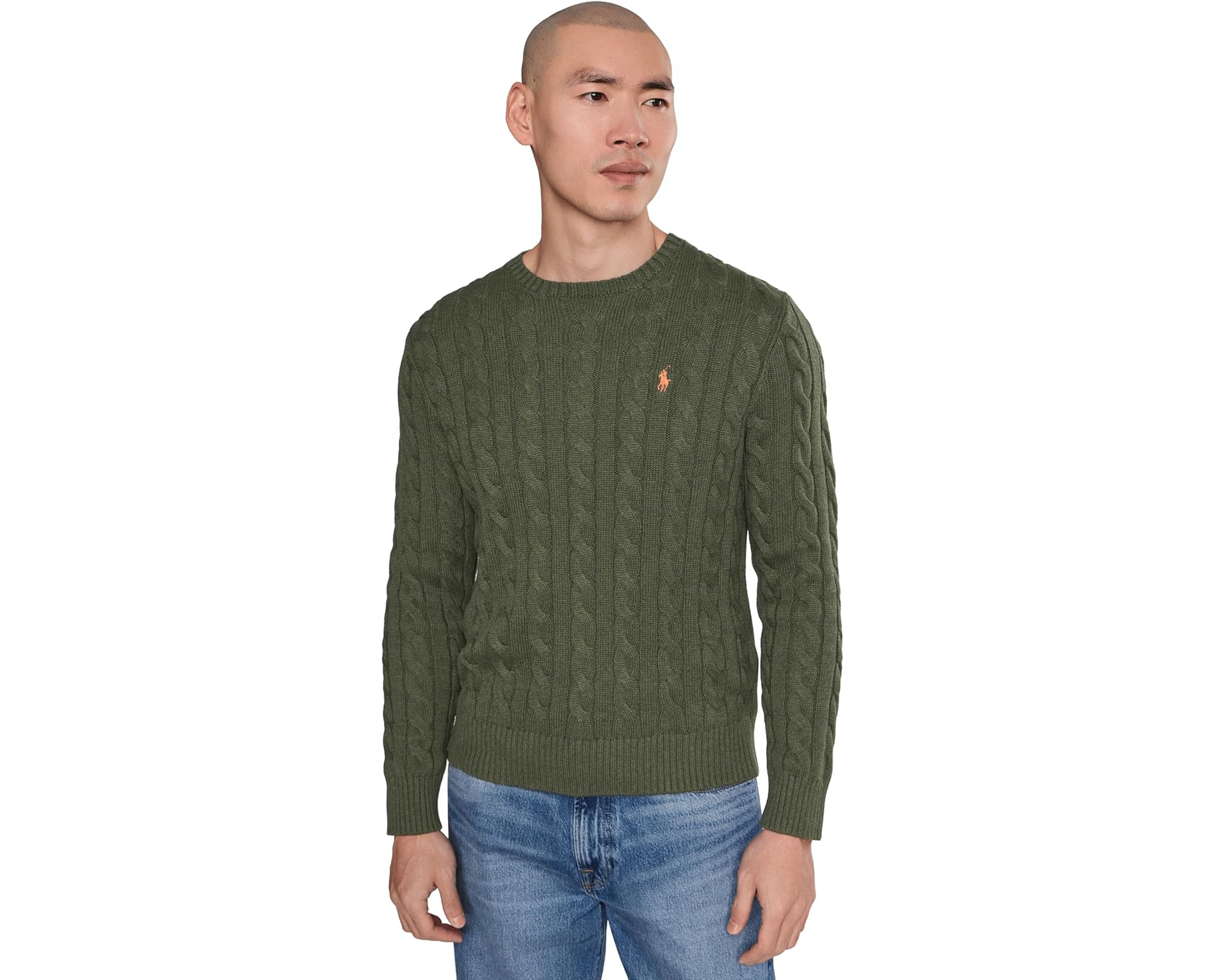 (取寄) ラルフローレン メンズ ケーブルニット コットン セーター Polo Ralph Lauren men Cable-Knit Cotton Sweater Garden Trail Heather｜ジェットラグ店