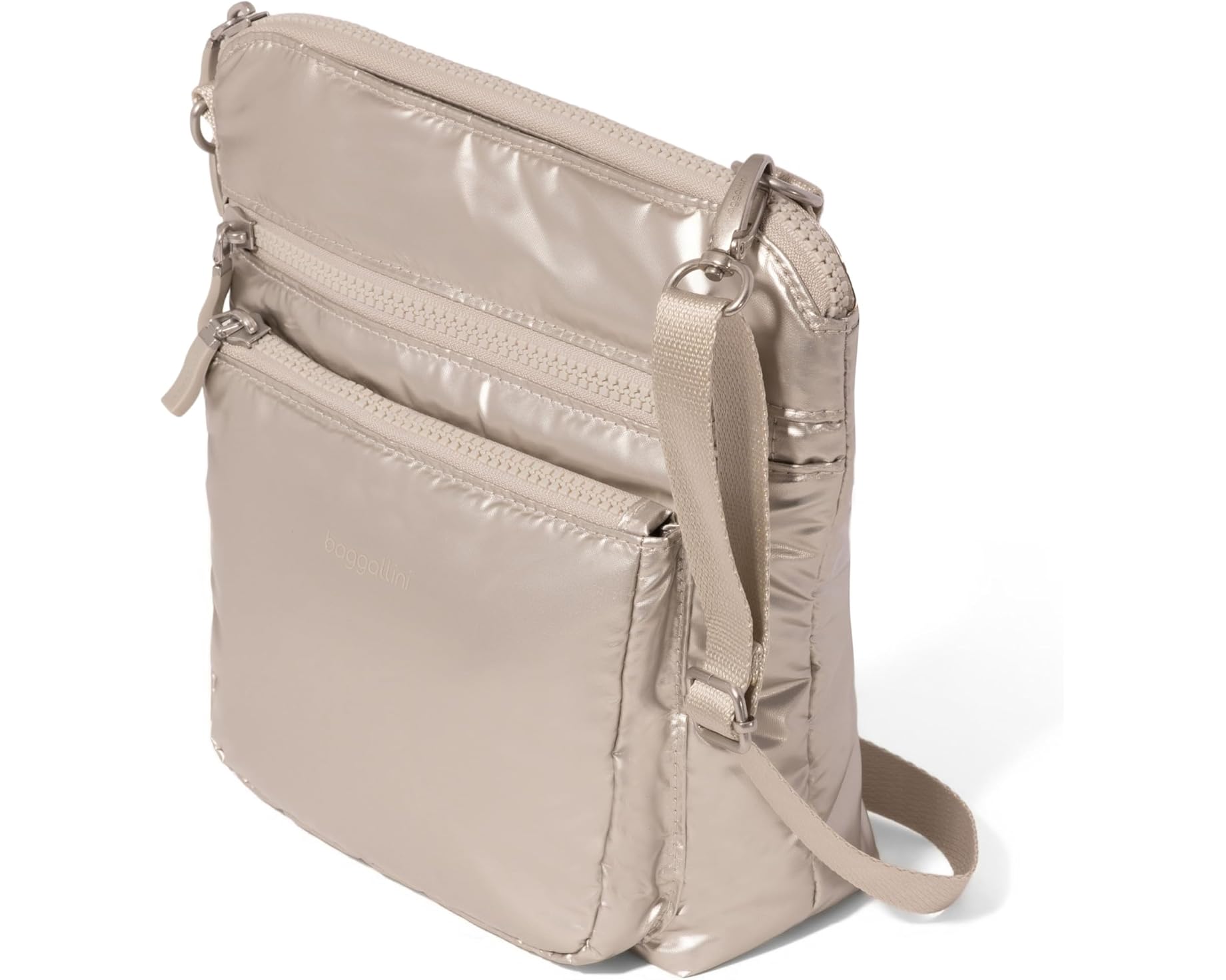 (取寄) バッガリーニ モダン ポケット クロスボディ Baggallini Modern Pocket Crossbody Platinum Ecopuff|ジェットラグ店