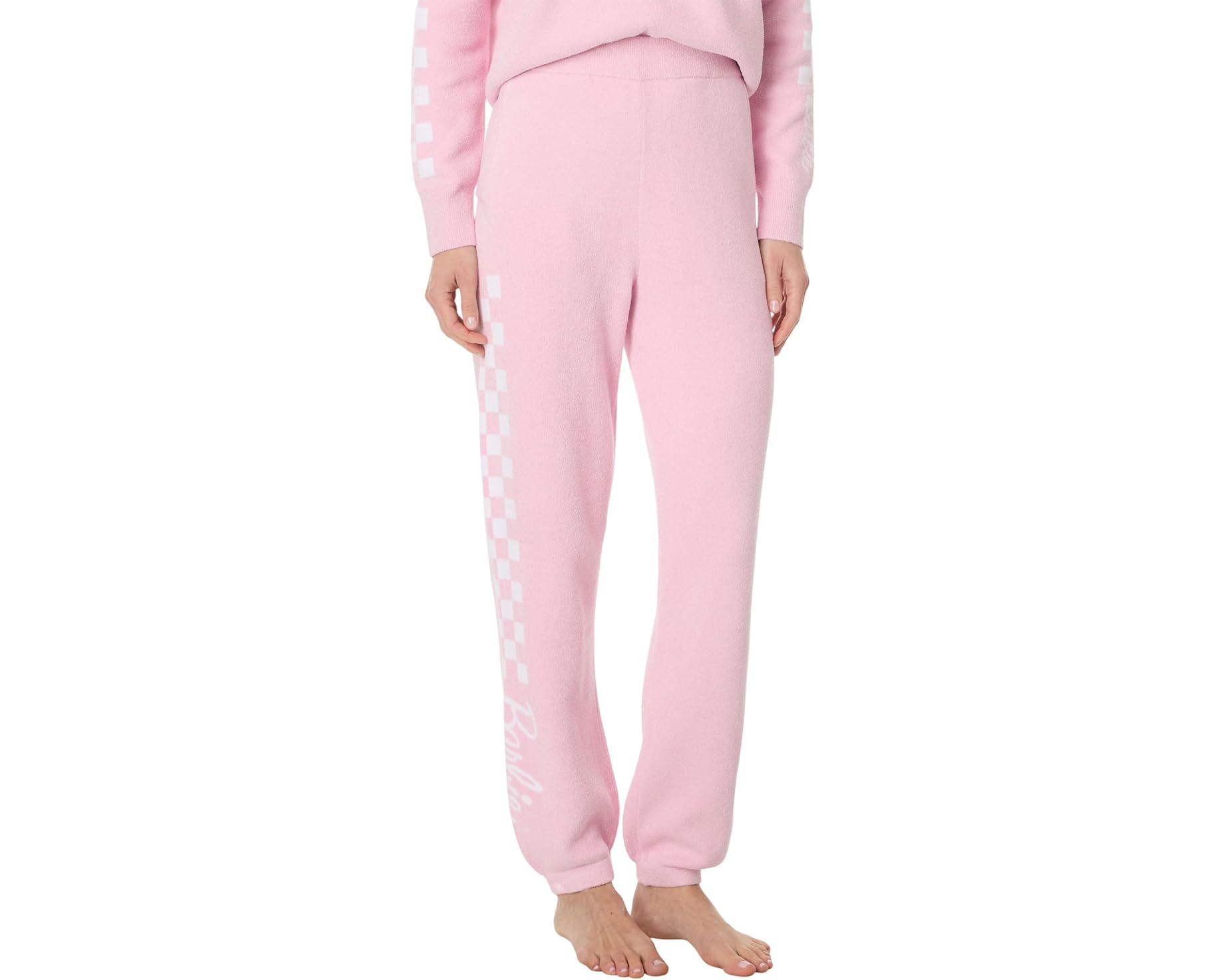(取寄) ベアフットドリームス レディース コージーシック ウルトラ ライフ チェッカード バービー ジョガーズ Barefoot Dreams women CozyChic Ultra Lite Checkered Barbie Joggers Barbie Pink|ジェットラグ店