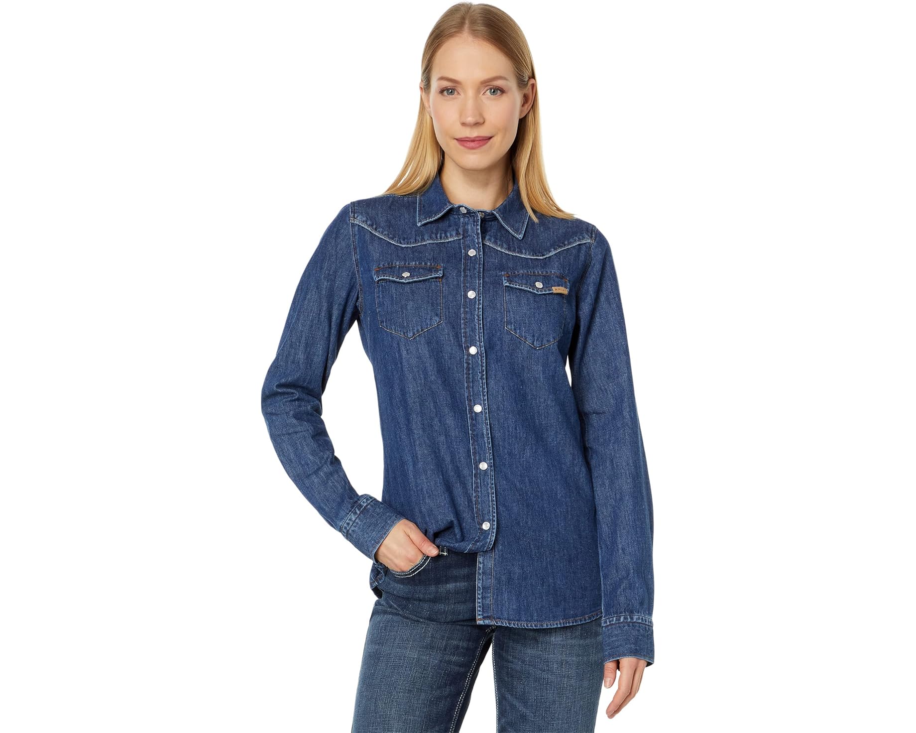 (取寄) アリアット レディース ファリデイ デニム シャツ Ariat women Farriday Denim Shirt Bluelight 2|ジェットラグ店