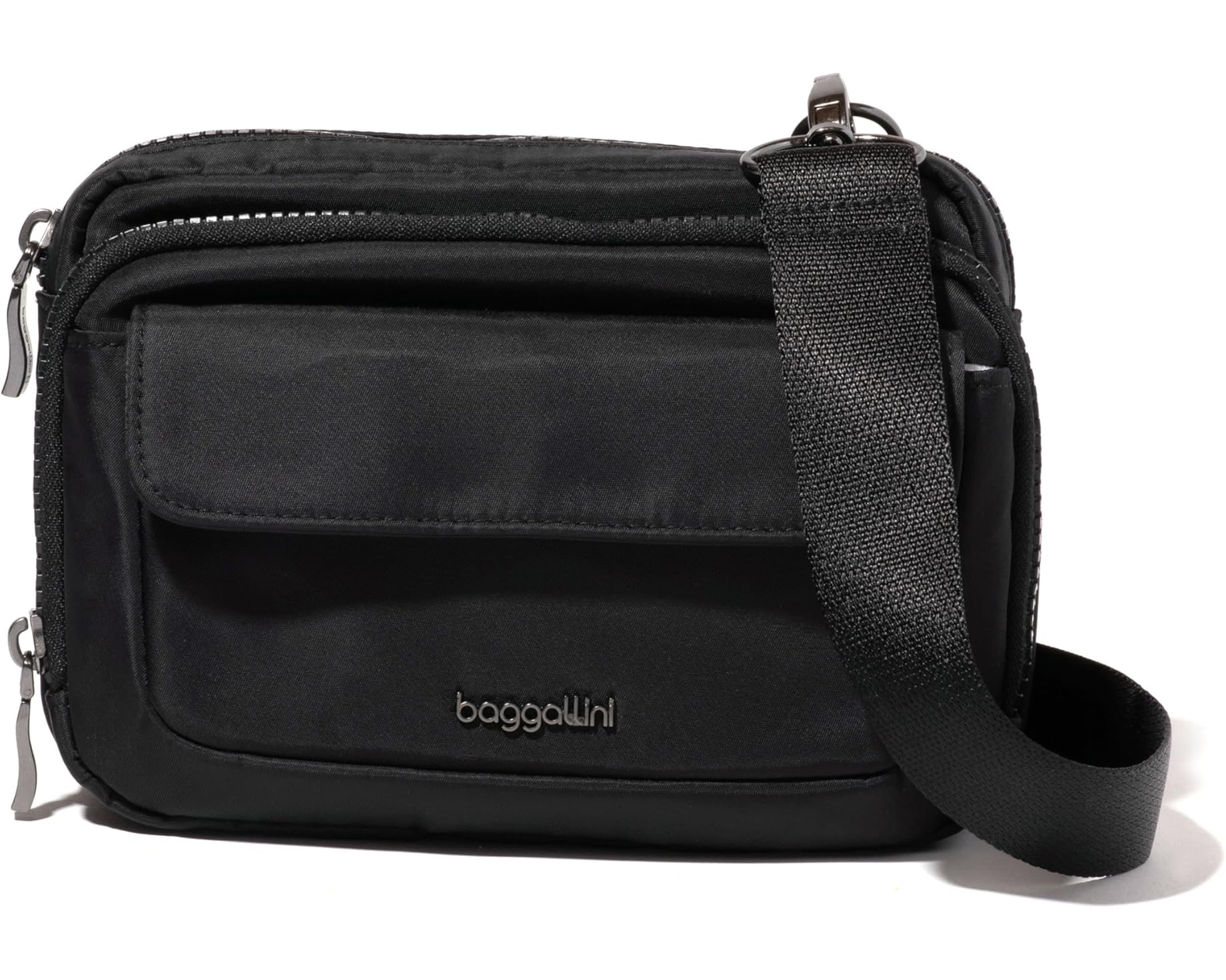 (取寄) バッガリーニ モダン ダブル ジップ クロスボディ Baggallini Modern Double Zip Crossbody Black Twill｜ジェットラグ店