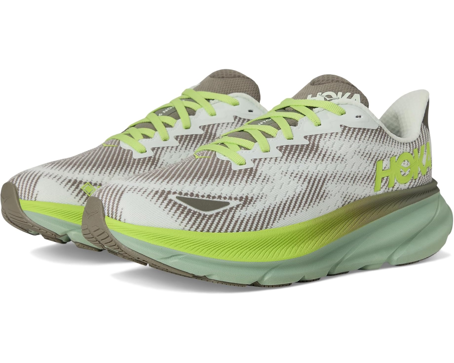 (取寄) ホカオネオネ メンズ クリフトン 9 GTX Hoka men Clifton 9 GTX Slate/Aloe Vera｜ジェットラグ店