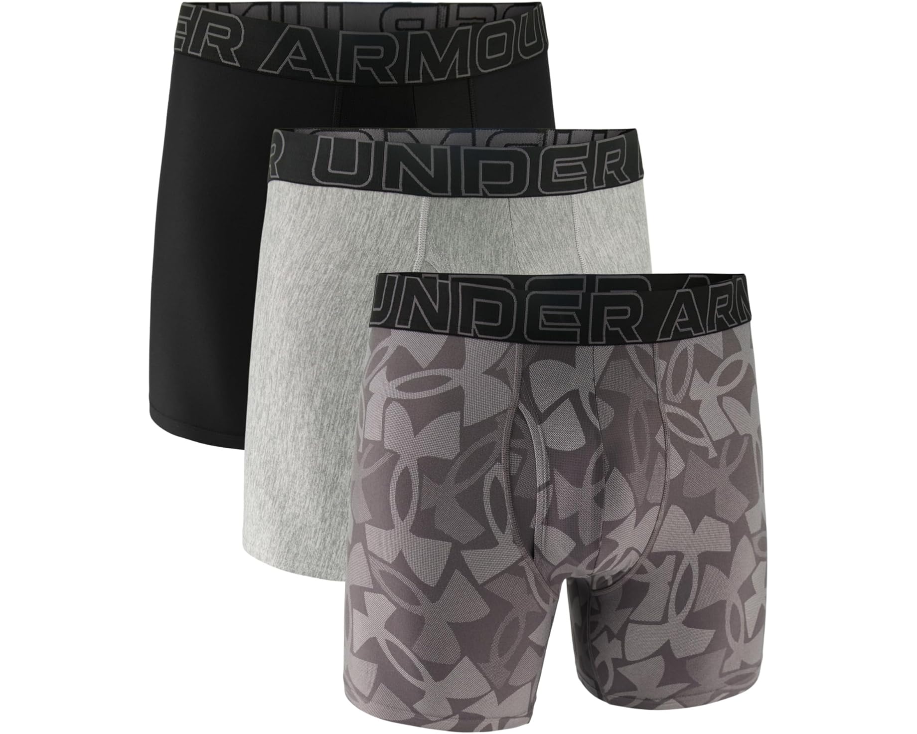 (取寄) アンダーアーマー メンズ 3-パック パフォーマンス テック プリント 6インチ ボクサー ブリーフ Under Armour men 3-pack Performance Tech Print 6&rdquo; Boxer Briefs Steel｜ジェットラグ店