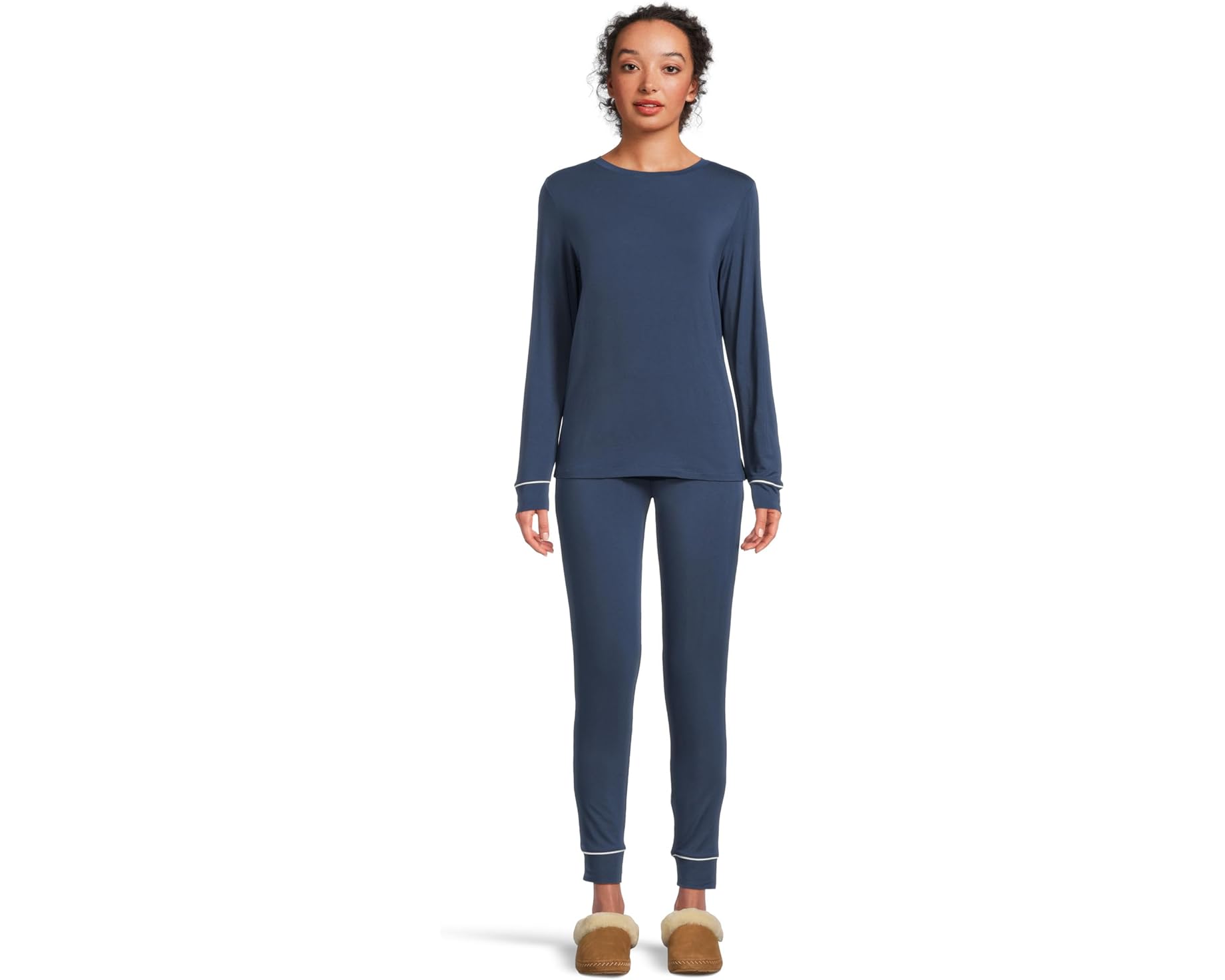(取寄) エバージェイ レディース ジゼル クルー ネック パジャマ セット Eberjey women Gisele Crew Neck Pajama Set Navy/Ivory｜ジェットラグ店