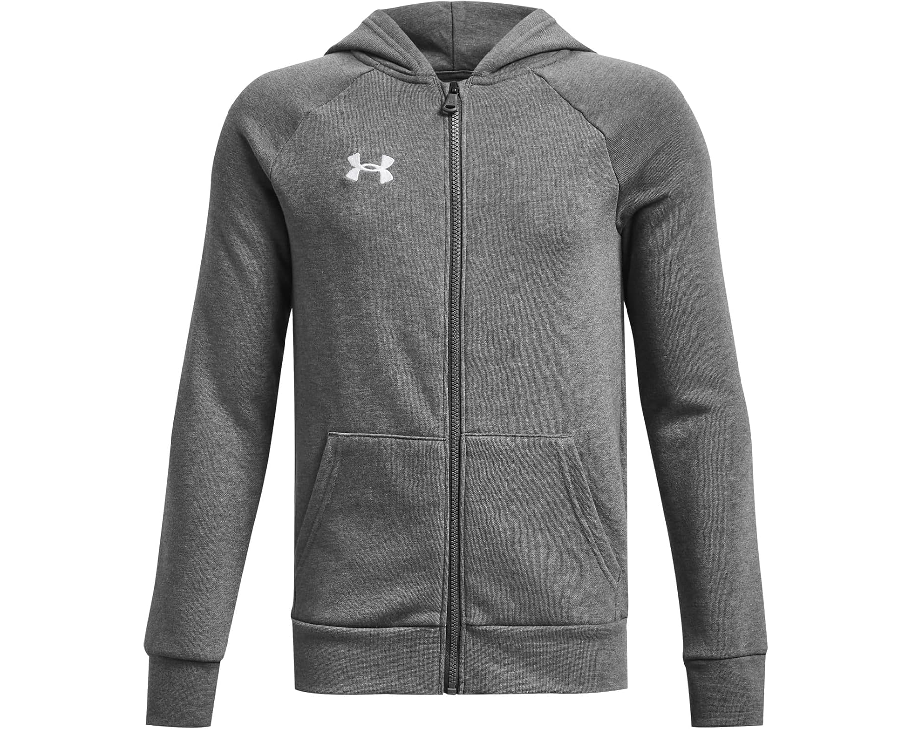 (取寄) アンダーアーマー キッズ ライバル フリース フル ジップ ブーディ (ビッグ キッズ) Under Armour kids Rival Fleece Full Zip Hoodie (Big Kids) Castlerock Light Heather/White｜ジェットラグ店