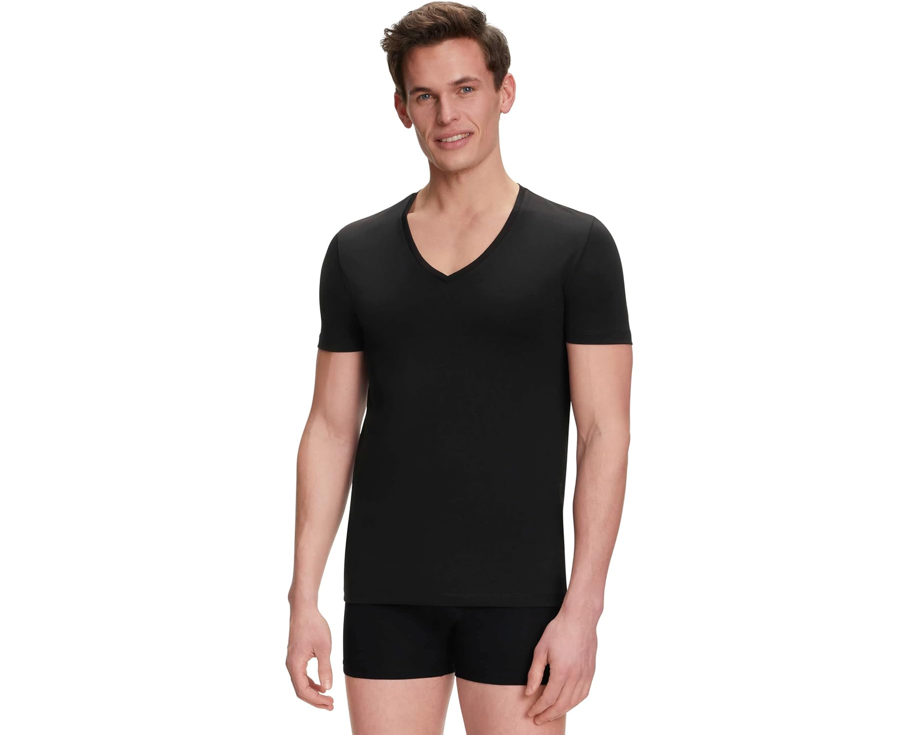 (取寄) ファルケ メンズ デイリー コンフォート V-ネック T-シャツ 2-パック Falke men Daily Comfort V-Neck T-Shirt 2-Pack Black (Black 3000)|ジェットラグ店
