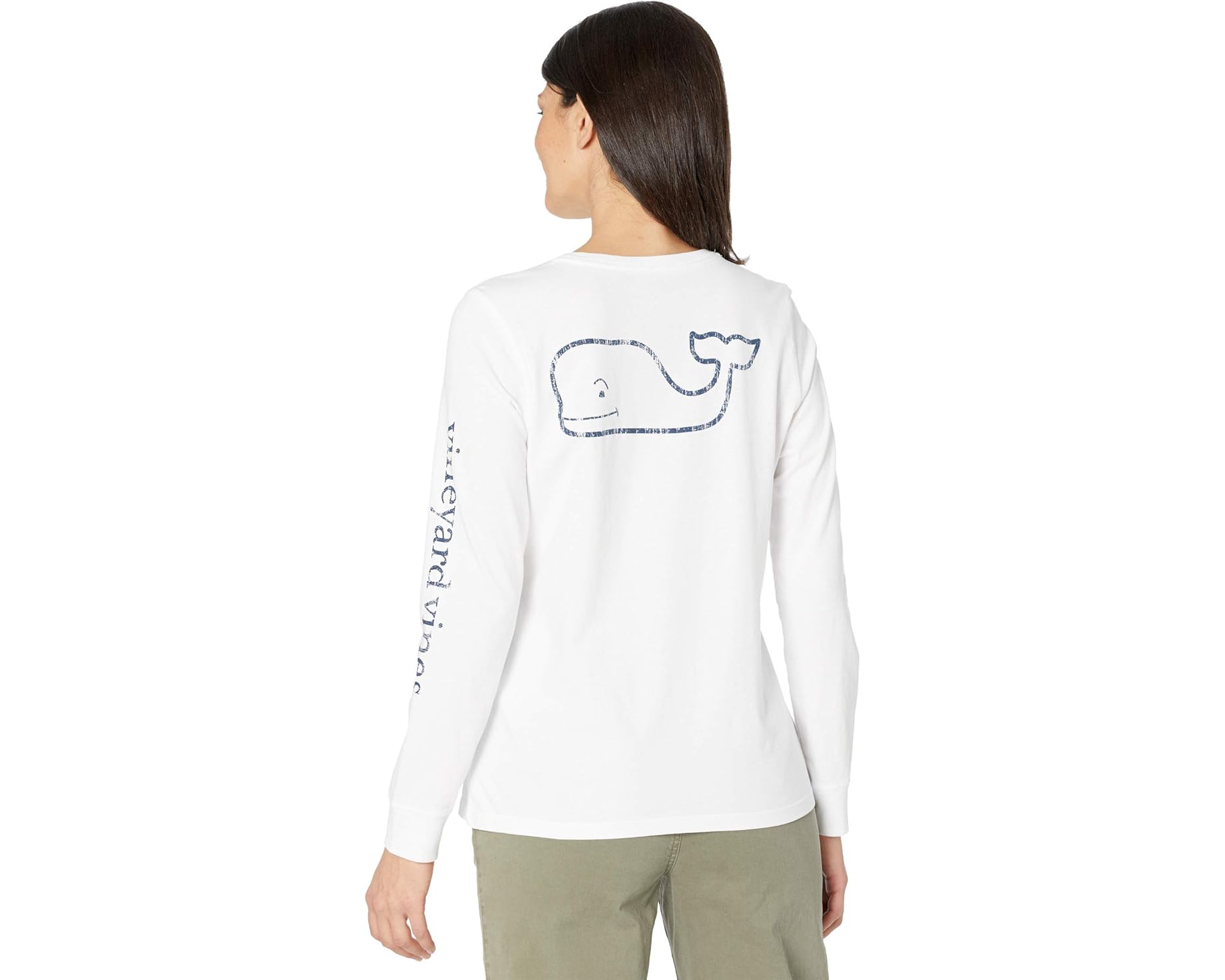 (取寄) ヴィンヤードヴァインズ レディース ロング スリーブ ホエール プリント ティー Vineyard Vines women Long Sleeve Whale Print Tee White Cap｜ジェットラグ店