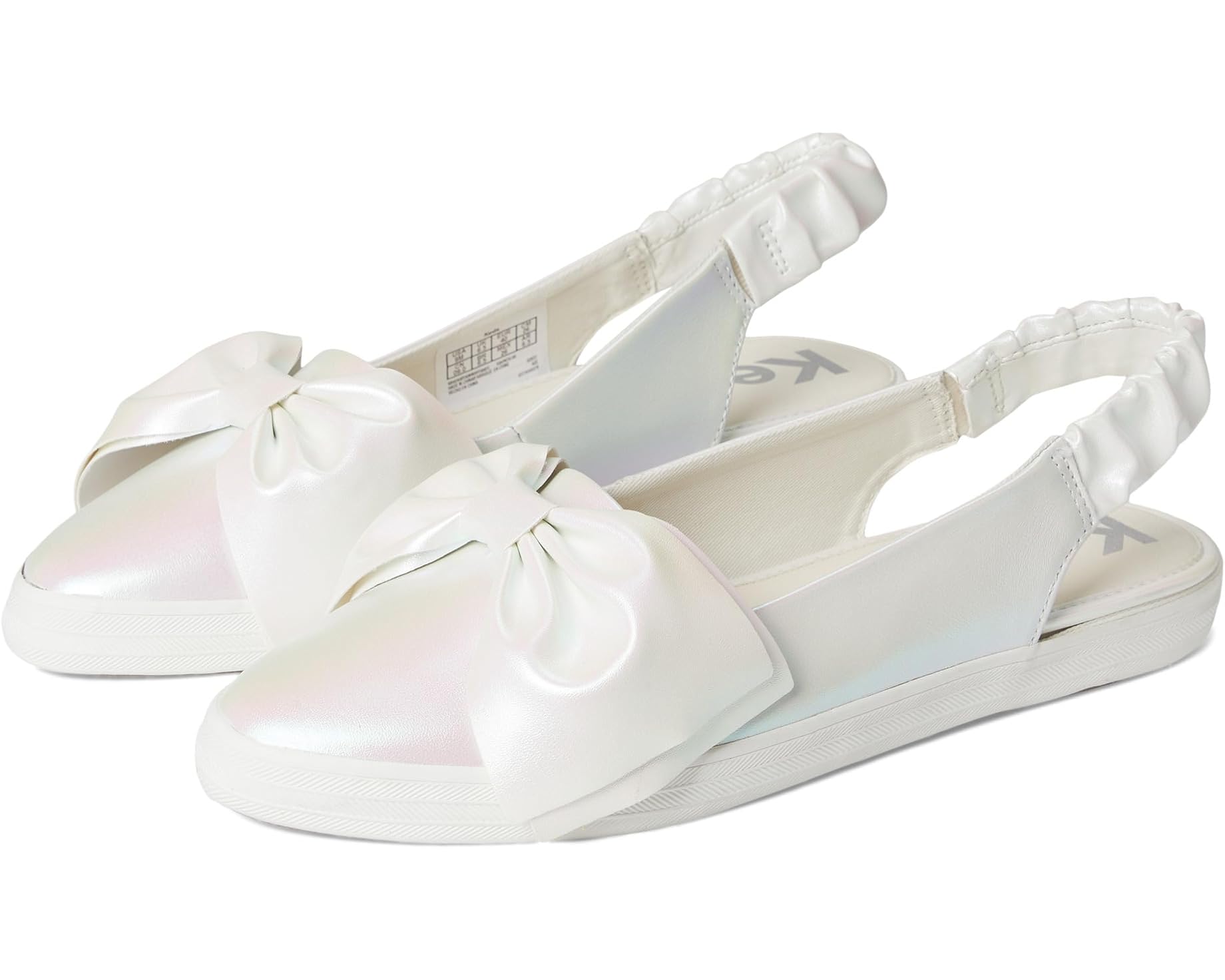 (取寄) ケッズ レディース ポイント スリングバック Keds women Point Slingback Snow White / Iridescent Leather|ジェットラグ店