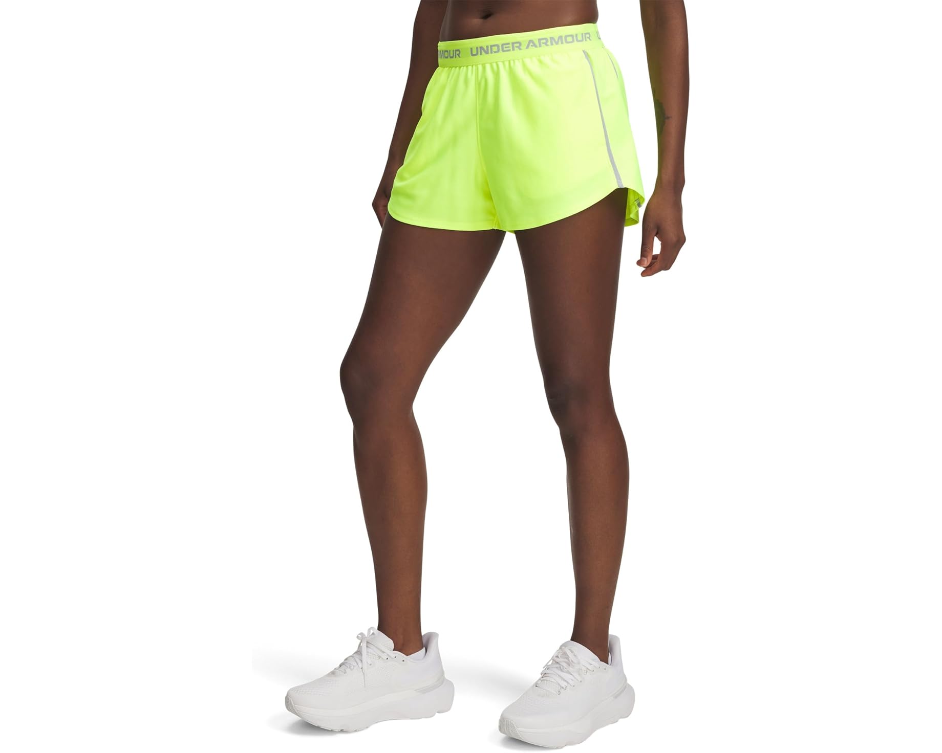 (取寄) アンダーアーマー レディース テック プレイ アップ ショーツ Under Armour women Tech Play Up Shorts High Vis Yellow/White｜ジェットラグ店