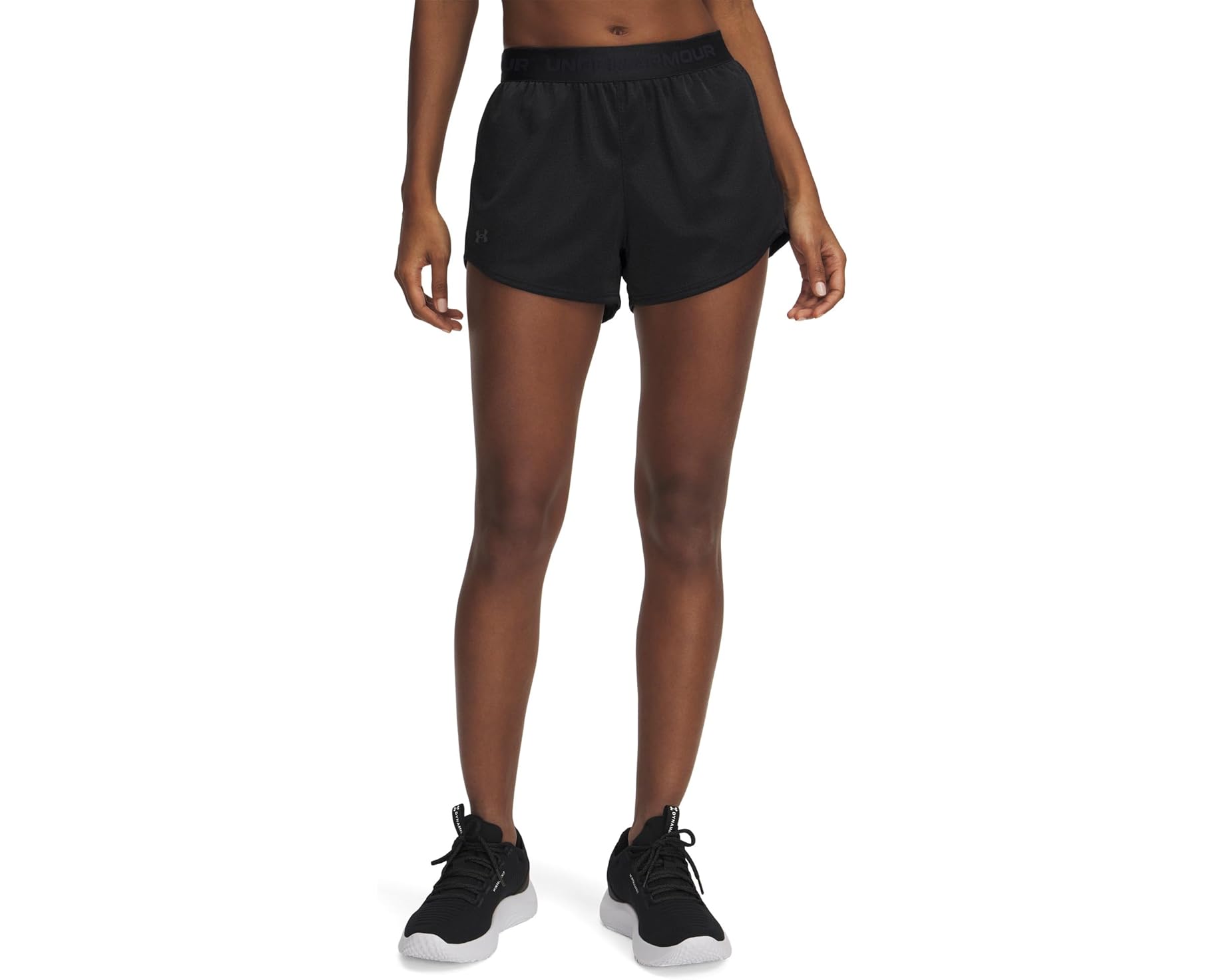 (取寄) アンダーアーマー レディース テック プレイ アップ シャイン ショーツ Under Armour women Tech Play Up Shine Shorts Black/Castlerock｜ジェットラグ店