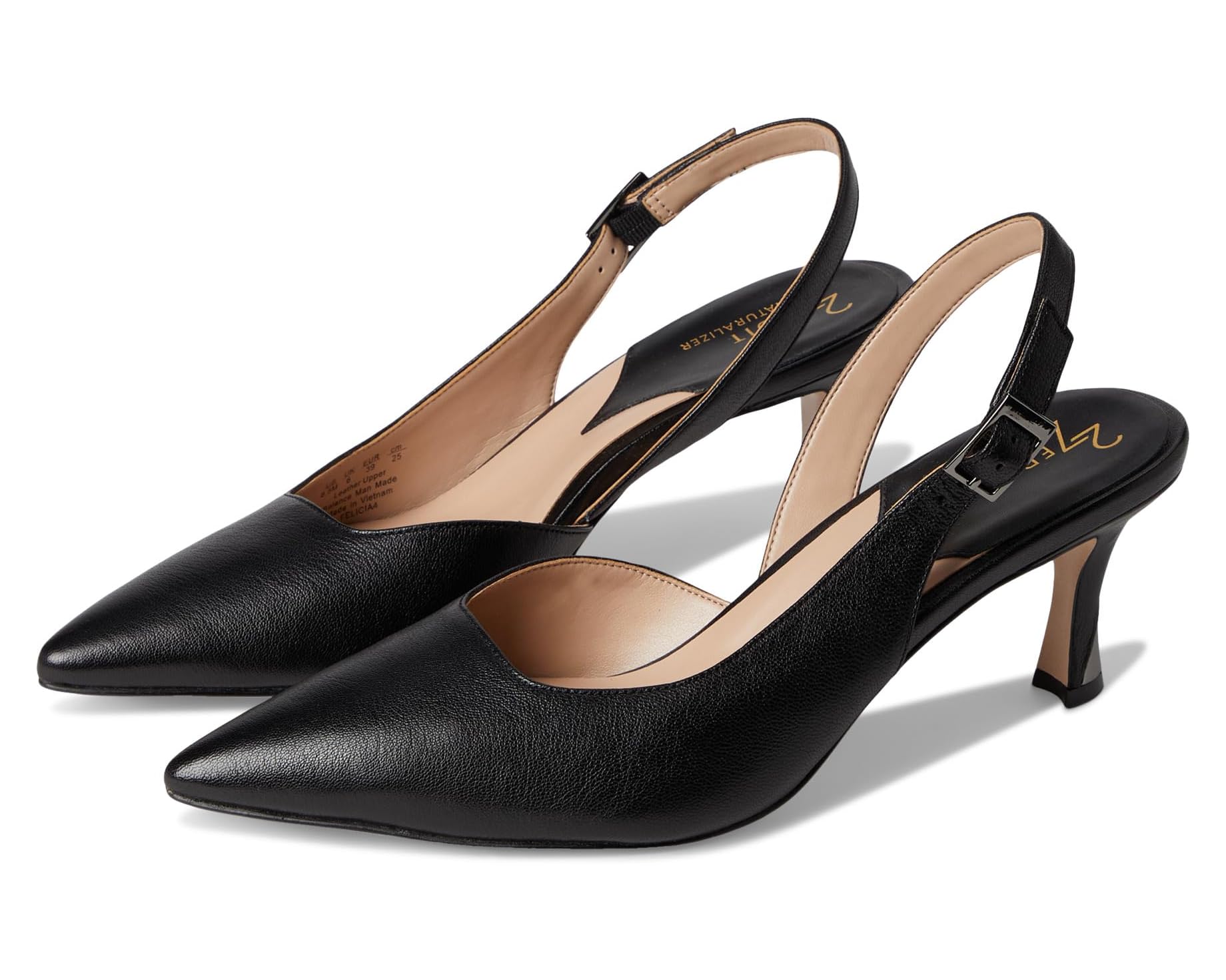 (取寄) ナチュラライザー レディース 27 エディット スリングバックス Naturalizer women 27 Edit Felicia4 Slingbacks Black Leather|ジェットラグ店