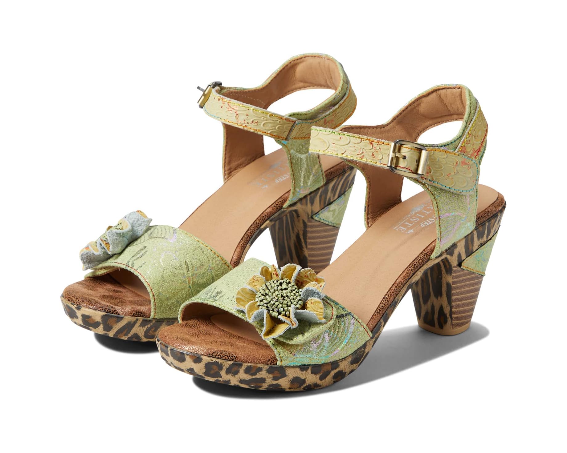 (取寄) レディース ワイルドキャット L'Artiste by Spring Step women Wildcat Lime Green Multi Leather Combo｜ジェットラグ店