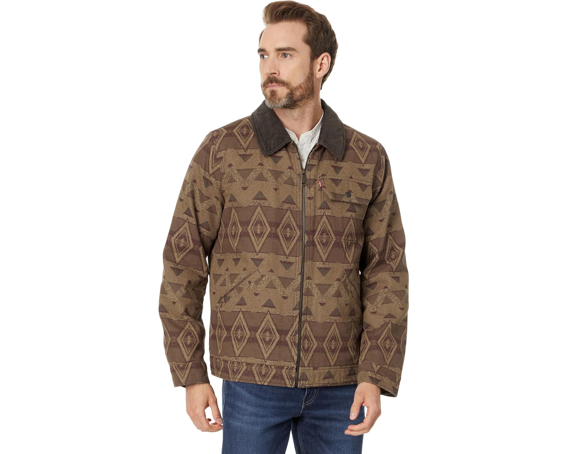 (取寄) メンズ コットン キャンバス デポ ジャケット Levi's men Cotton Canvas Depot Jacket Geometric|ジェットラグ店