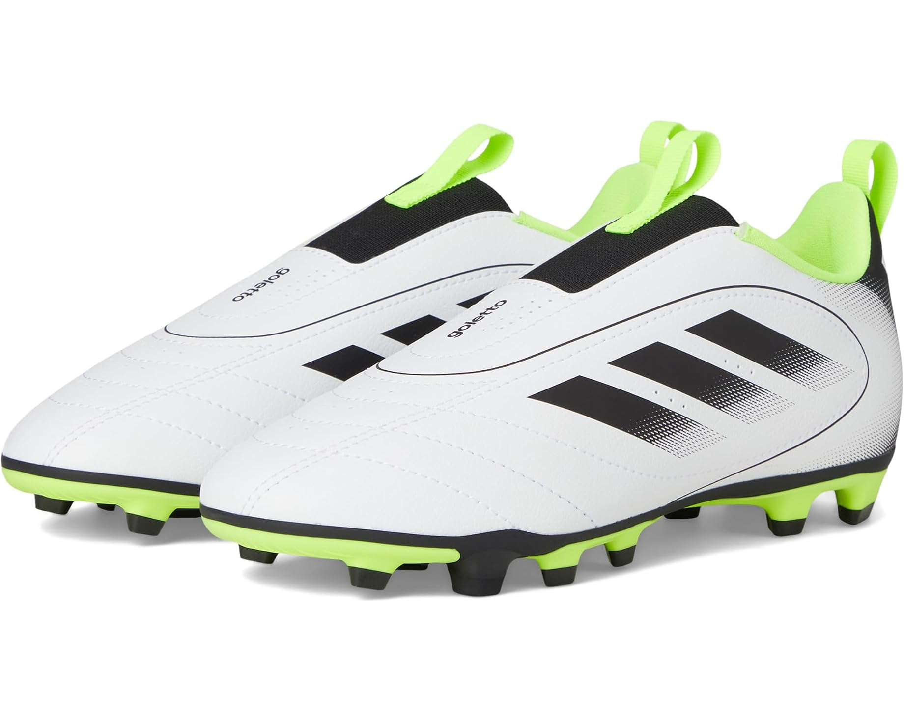 (取寄) アディダス キッズ ゴレット IX レースレス グランド サッカー クリーツ (トドラー/リトル キッド/ビッグ キッド) adidas kids Goletto IX Laceless Firm/Multi Ground Soccer Cleats (Toddler/Little Kid/Big Kid) White/Black/Lucid Lemon|ジェットラグ店