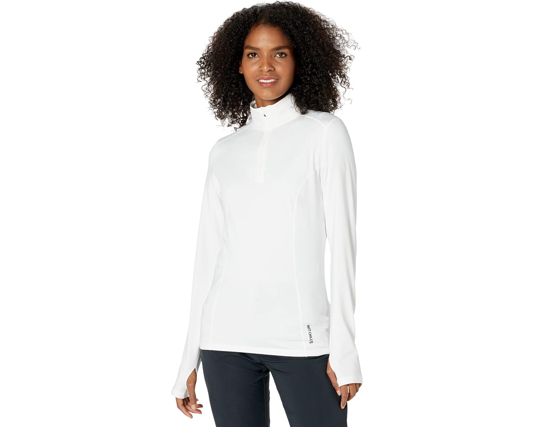 (取寄) ホットチリ レディース マイクロ-エリート チャミ ソリッド ジップT Hot Chillys women Micro-Elite Chamois Solid Zip-T White|ジェットラグ店