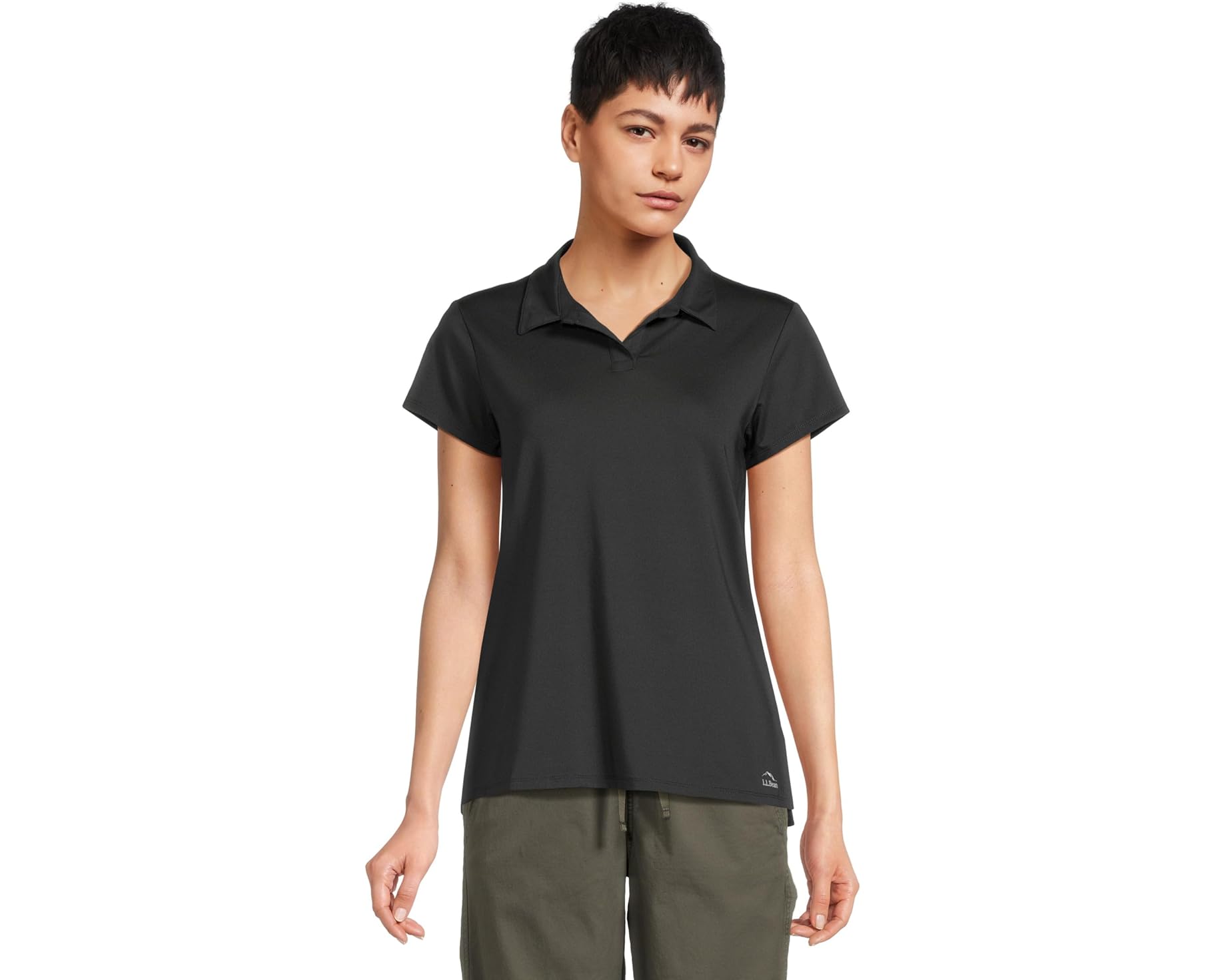 (取寄) エルエルビーン レディース アクセス トレイル ポロ ショート スリーブ L.L.Bean women Access Trail Polo Short Sleeve Midnight Black|ジェットラグ店