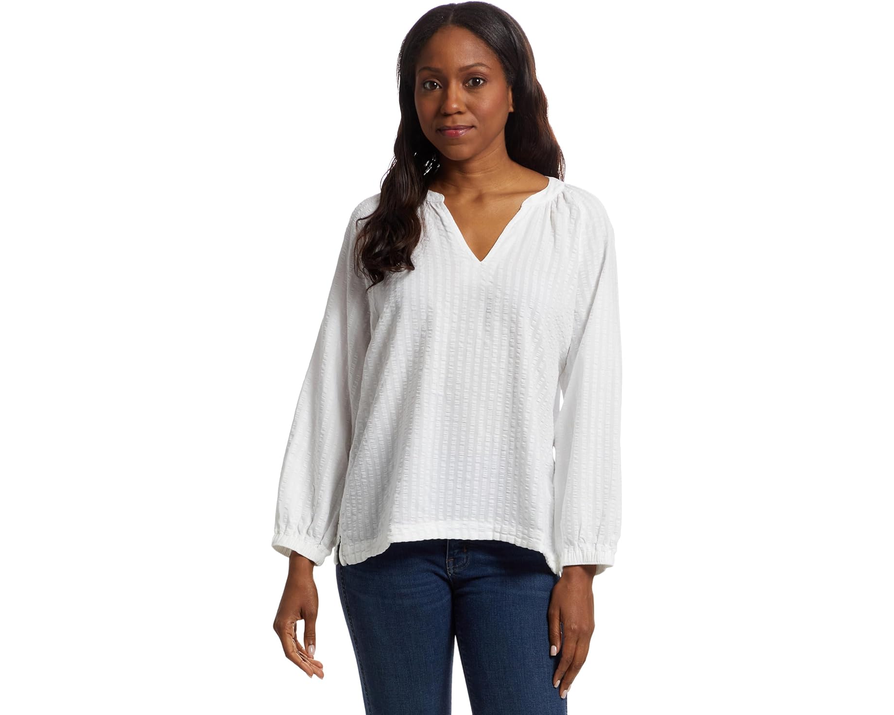 (取寄) エルエルビーン レディース シアサッカー スプリットネック シャツ L.L.Bean women Seersucker Split-Neck Shirt White Stripe｜ジェットラグ店 15,337円