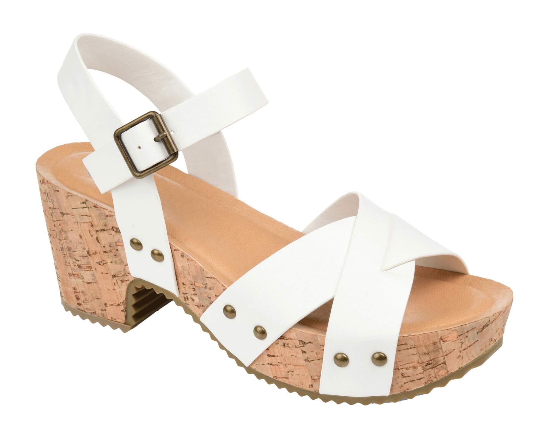 (取寄) ジュルネ コレクション レディース コンフォート フォーム ヴァレンティーナ サンダル Journee Collection women Comfort Foam Valentina Sandals White|ジェットラグ店