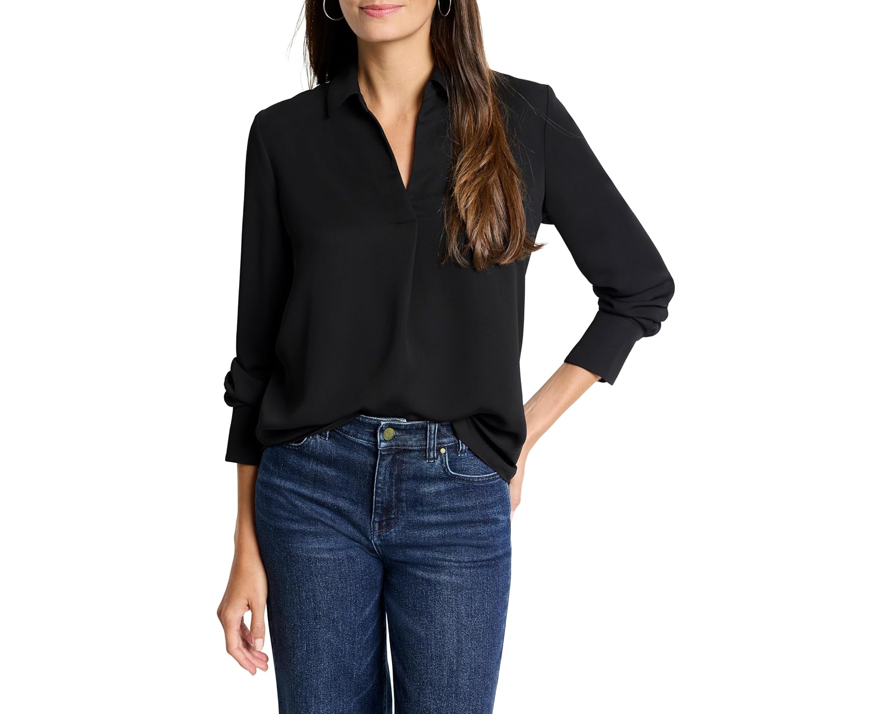 (取寄) ニックゾー レディース イージー ポップオーバー シャツ NIC+ZOE women Easy Popover Shirt Black Onyx｜ジェットラグ店