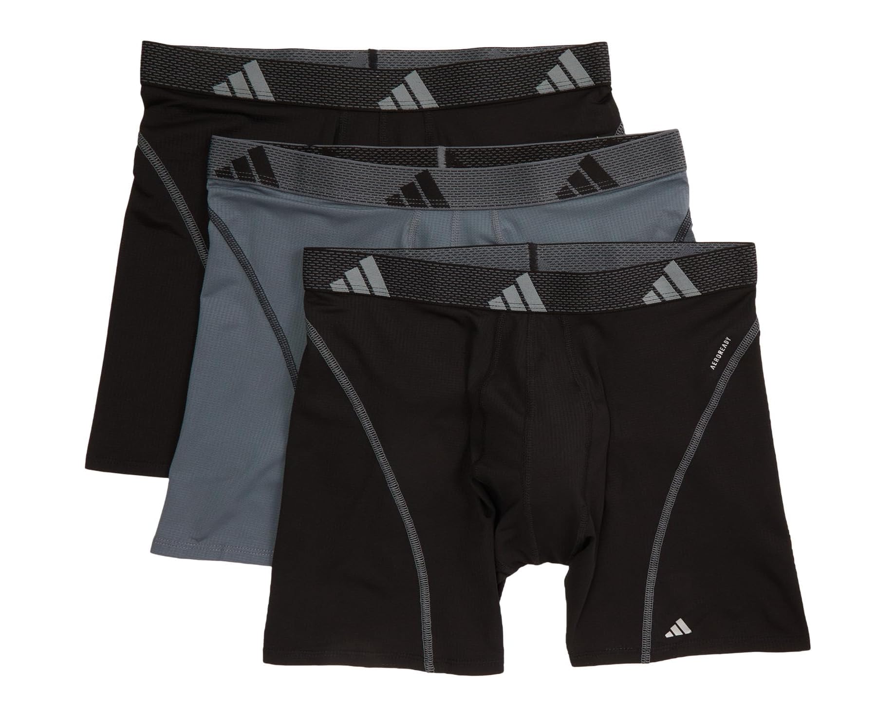 (取寄) アディダス メンズ パフォーマンス メッシュ ボクサー ブリーフ 3-パック adidas men Performance Mesh Boxer Brief 3-Pack Black/Onix Grey/Black｜ジェットラグ店