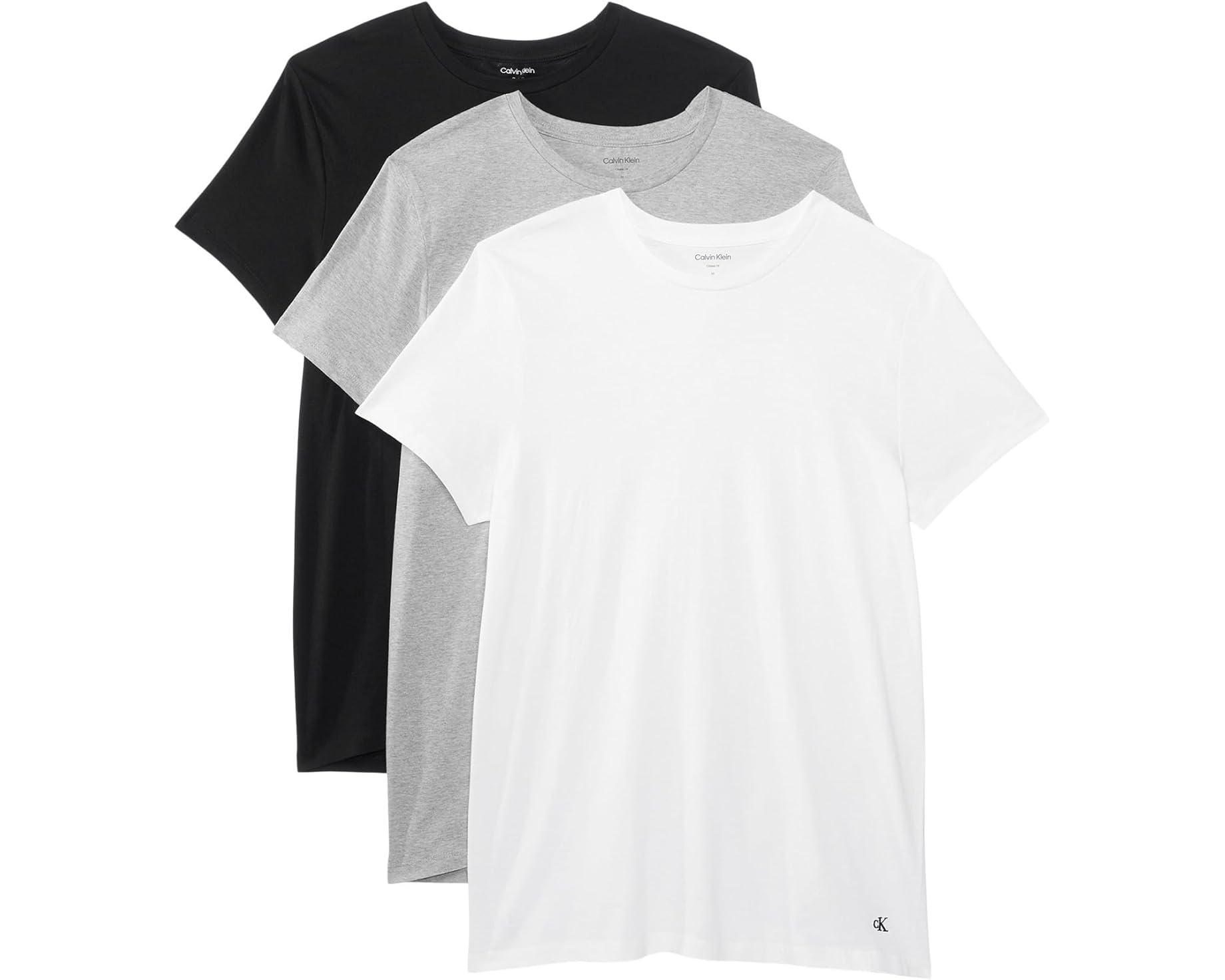 (取寄) カルバンクライン アンダーウェア メンズ コットン クラシックス 3-パック クルーネック T-シャツ Calvin Klein Underwear men Cotton Classics 3-Pack Crewneck T-Shirts Black/Grey Heather/White｜ジェットラグ店