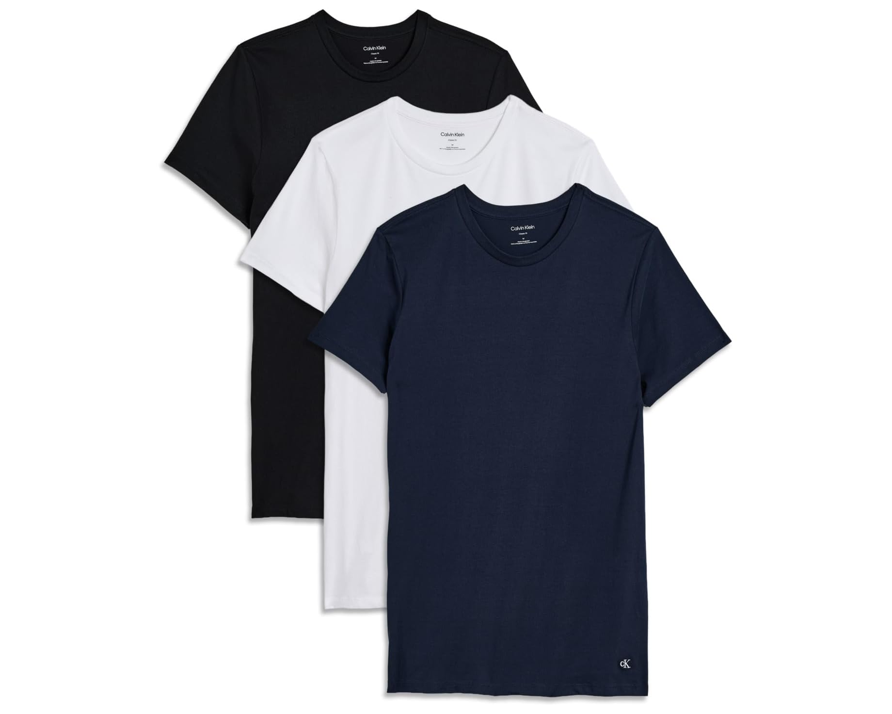 (取寄) カルバンクライン アンダーウェア メンズ コットン クラシックス 3-パック クルーネック T-シャツ Calvin Klein Underwear men Cotton Classics 3-Pack Crewneck T-Shirts Black/Shoreline/White｜ジェットラグ店