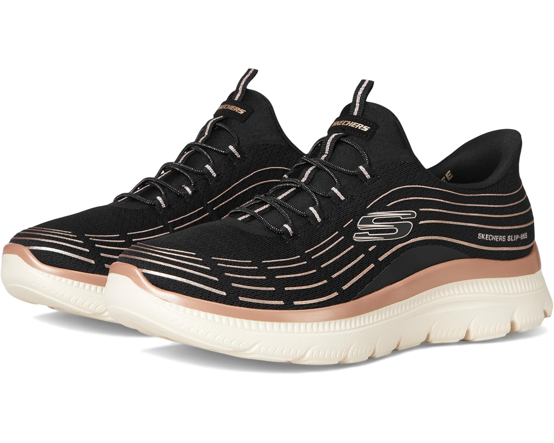 (取寄) スケッチャーズ レディース サミッツ プラス ハンズ フリー スリップ-インス SKECHERS women Summits Plus Hands Free Slip-INS Black Rose Gold｜ジェットラグ店