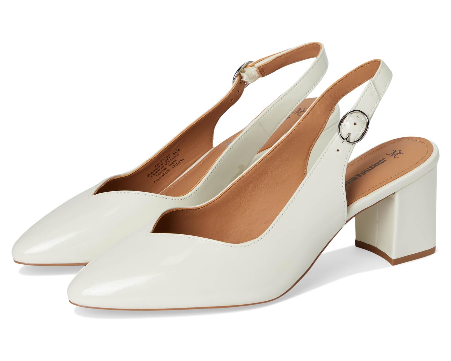 (取寄) レディース ヴィッキー スリングバック ポンプ Johnston &amp; Murphy women Vicki Slingback Pump Bone Italian Pearlized Patent Leather｜ジェットラグ店