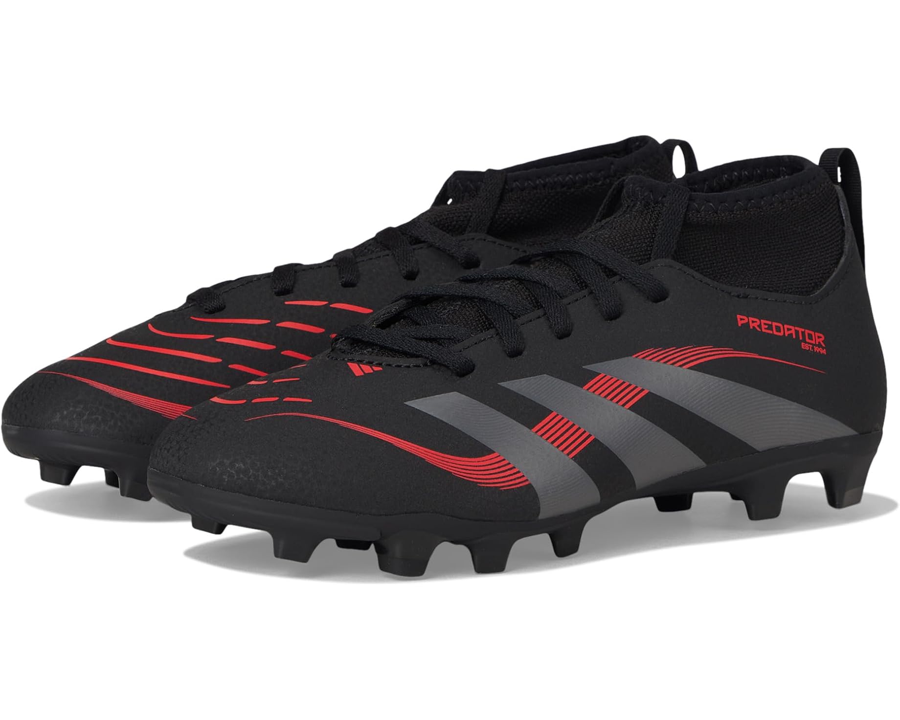 (取寄) アディダス キッズ クラブ プレデター ソック ファーム グランド サッカー クリーツ (リトル キッド/ビッグ キッド) adidas kids Club Predator Sock Firm Ground/Multi Ground Soccer Cleats (Little Kid/Big Kid) Black/Grey/Lucid Red｜ジェットラグ店