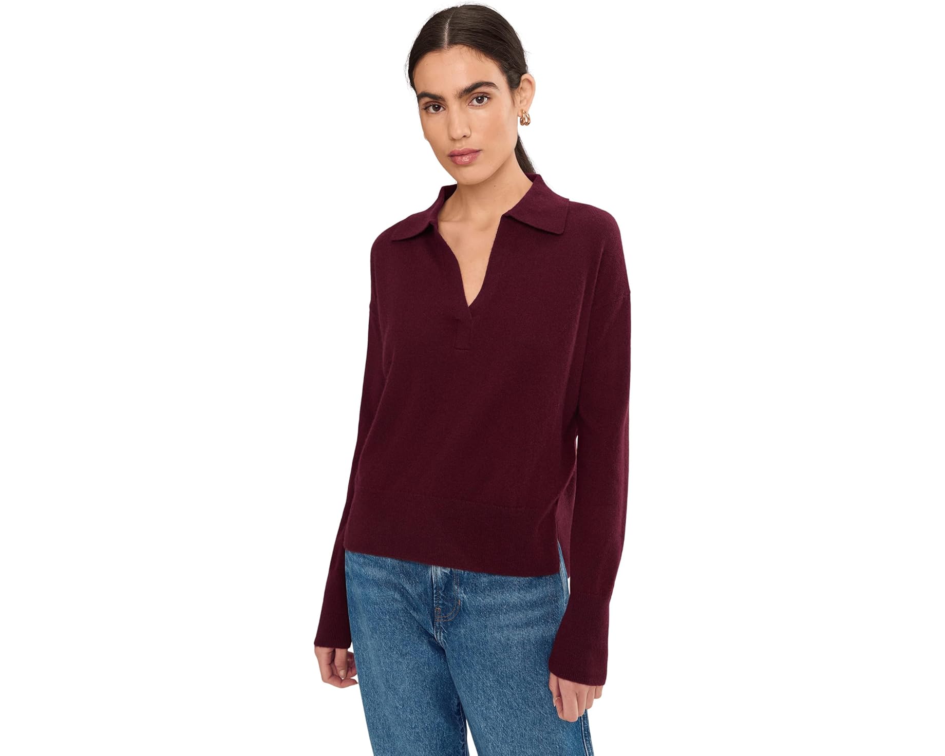 (取寄) スプレンディッド レディース トリ カシミア ポロ セーター Splendid women Tori Cashmere Polo Sweater Rosewood｜ジェットラグ店