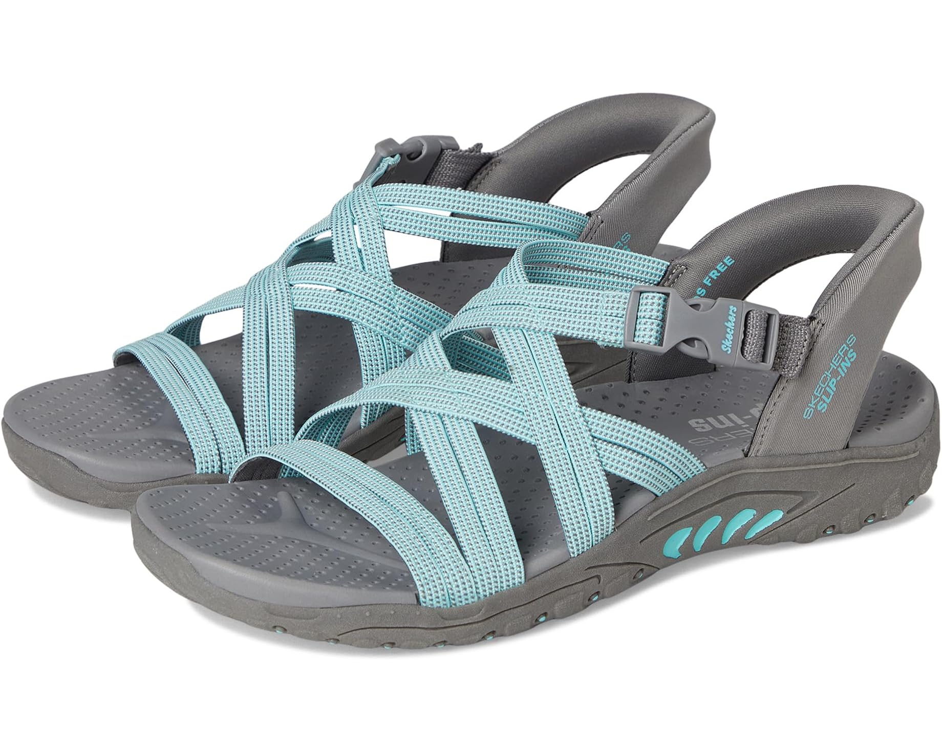 (取寄) スケッチャーズ レディース レゲエ - モーニング ライト SKECHERS women Reggae - Morning Light Gray/Aqua｜ジェットラグ店