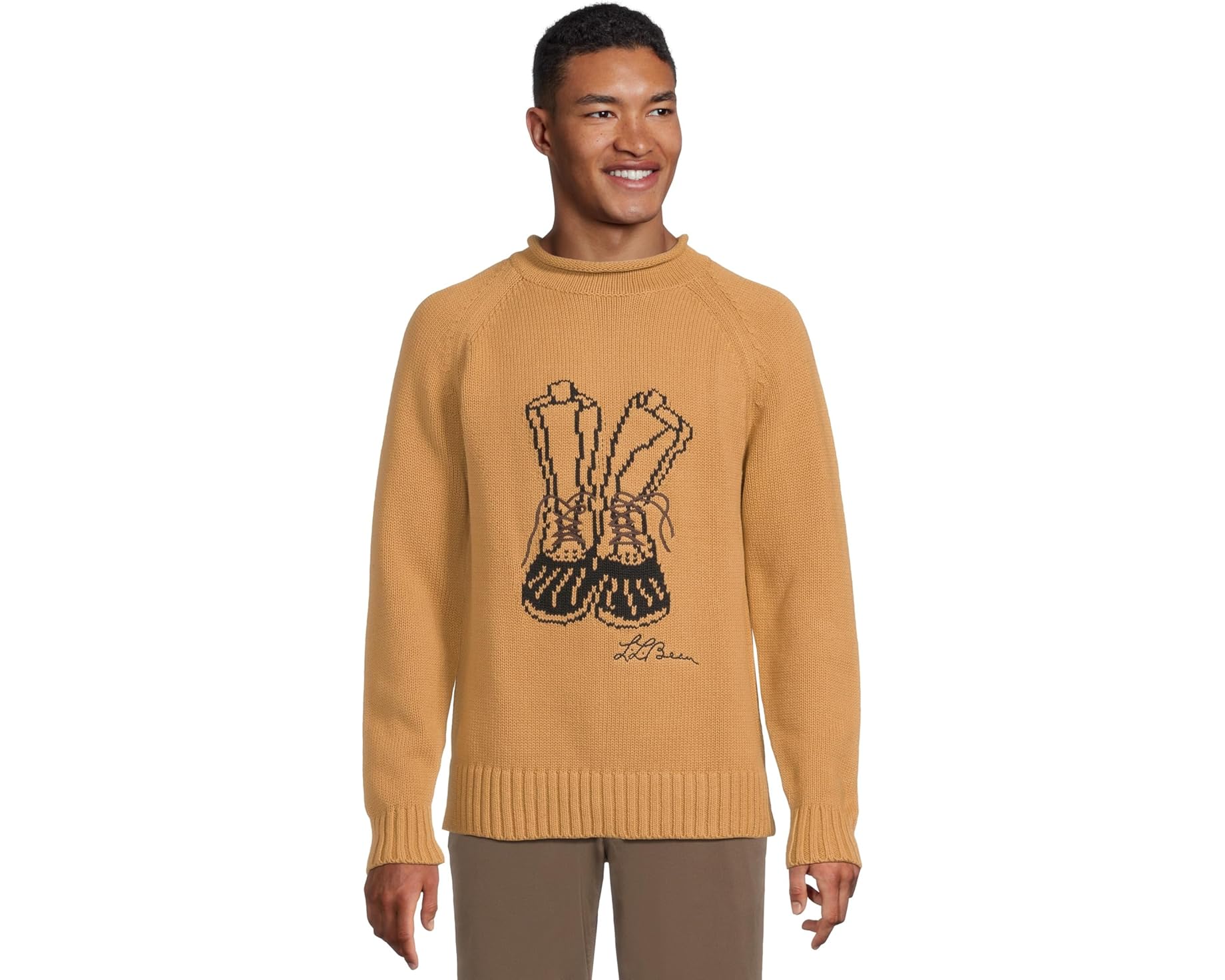 (取寄) エルエルビーン メンズ シグニチャー オーガニック コットン ロールネック セーター フェア アイル L.L.Bean men Signature Organic Cotton Rollneck Sweater Fair Isle Marsh Brown Bean Boots｜ジェットラグ店