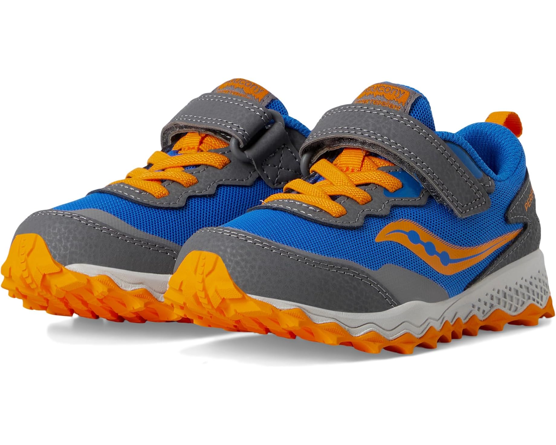 (取寄) サッカニー キッズ ペラグリン シールド KDZ A/C スニーカー (リトル キッド/ビッグ キッド) Saucony kids Peregrine Shield KDZ A/C Sneakers (Little Kid/Big Kid) Blue/Orange｜ジェットラグ店