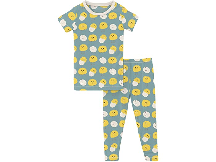 (取寄) キッキー パンツ キッズ キッズ ショート スリーブ パジャマ セット (ビッグ キッズ) Kickee Pants Kids kids Short Sleeve Pajama Set (Big Kids) Jade Peep Peeps