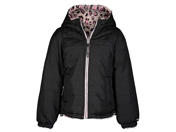 (取寄) ロンドン フォグ レディース ガールズ ミッドウエイト フリース ライン ジャケット London Fog women Girls Midweight Fleece Lined Jacket Black Cheetah Print