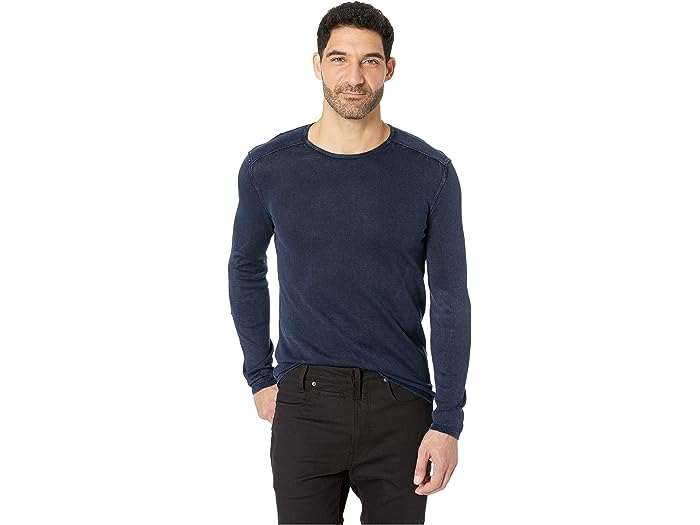 (取寄) ジョン バルベイトス メンズ ロング スリーブ クルー ネック イン アシッド ウォッシュ Y1833U4B John Varvatos men Long Sleeve Crew Neck in Acid Wash Y1833U4B Deep Blue