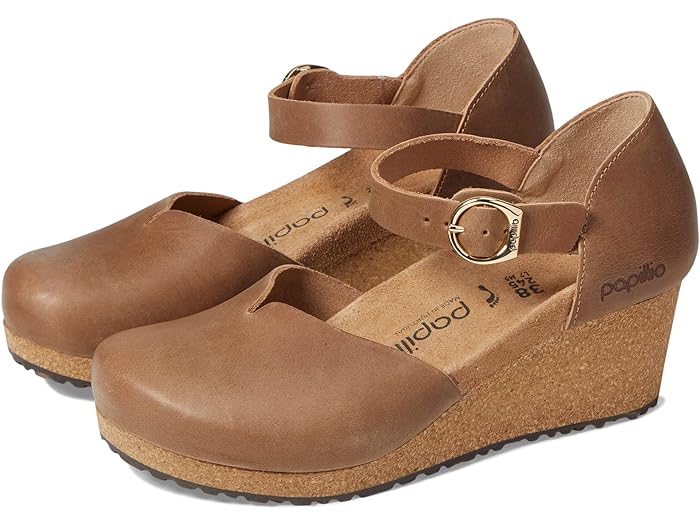 (取寄) ビルケンシュトック レディース パピリオ バイ メアリー ウェッジ サンダル - レザー Birkenstock women Papillio by Mary Wedge Sandal - Leather Cognac Leather 1