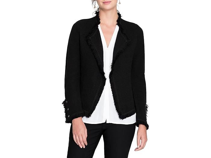 (取寄) ニックゾー レディース フリンジ ミックス ニット ジャケット NIC+ZOE women Fringe Mix Knit Jacket Black Onyx