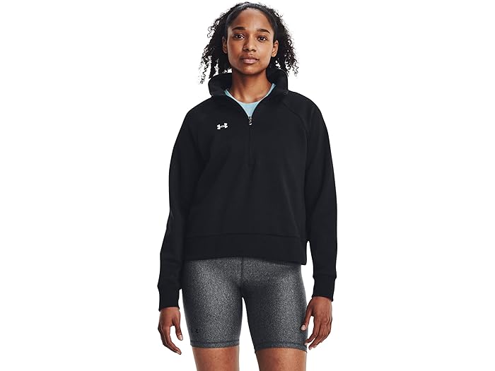 (取寄) アンダーアーマー レディース ライバル フリース 1/2 ジップ Under Armour women Rival Fleece 1/2 Zip Black/White