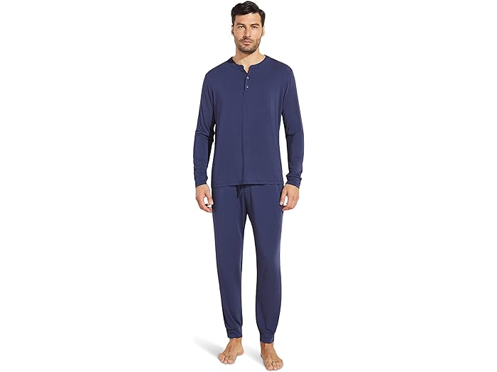 (取寄) エバージェイ メンズ ヘンリー - ザ ロング Pj セット Eberjey men Henry - The Long PJ Set True Navy