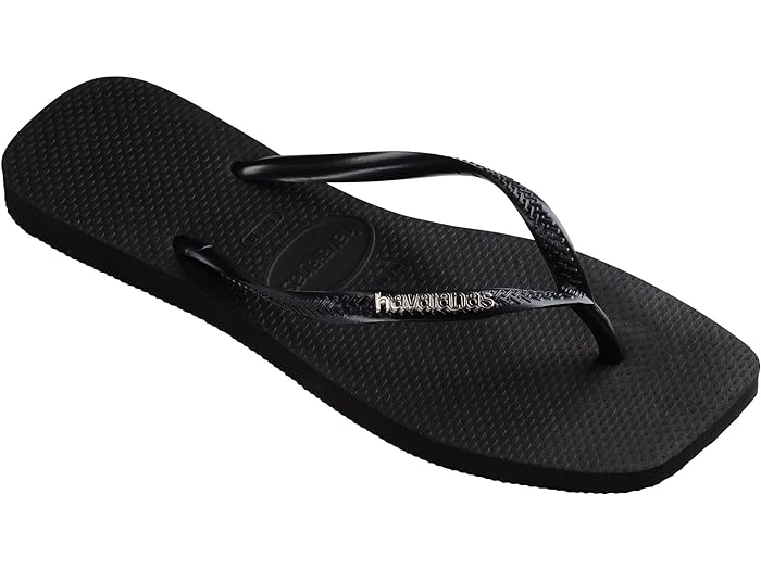 (取寄) ハワイアナス レディース スリム スクエア ロゴ メタリック フリップ フロップ Havaianas women Slim Square Logo Metallic Flip-Flop Black/Silver