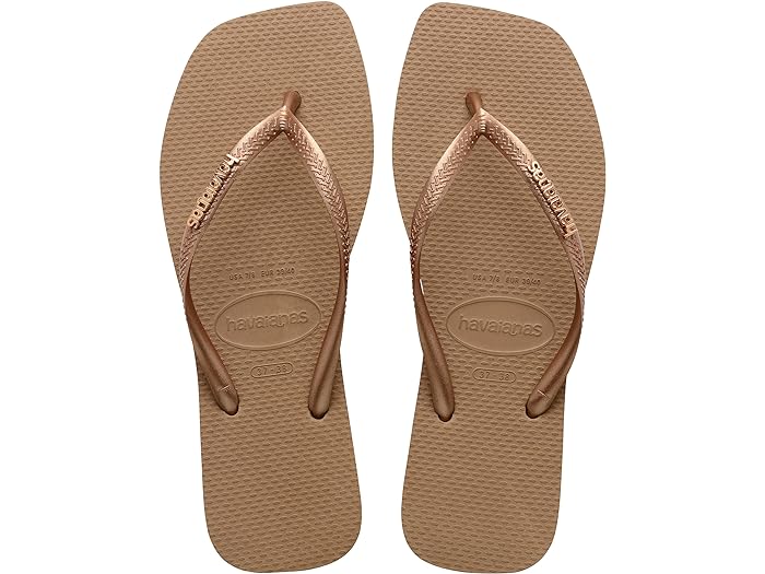 Logo Metallic Square Slim Flip Flop - Rose Gold main image 0