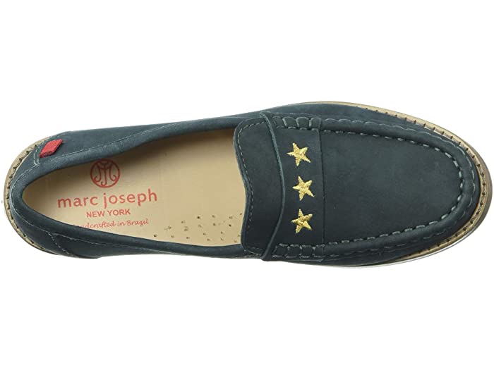 (取寄)レザーローファーウィズゴールドエンブロイダーMARCJOSEPHNEWYORKUnisex-ChildLeatherLoaferwithGoldEmbroideredStarEmeraldGreenNubuck