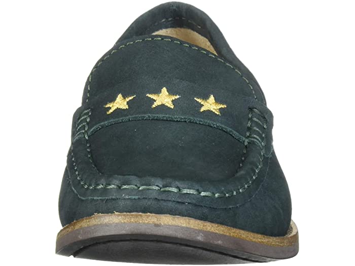 (取寄)レザーローファーウィズゴールドエンブロイダーMARCJOSEPHNEWYORKUnisex-ChildLeatherLoaferwithGoldEmbroideredStarEmeraldGreenNubuck