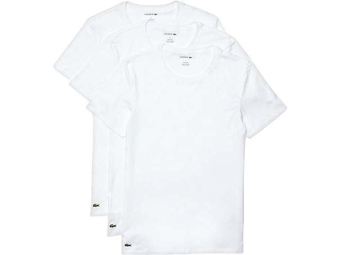 (取寄) ラコステ メンズ 3-パック クルー ネック スリム フィット エッセンシャル Tシャツ Lacoste men 3-Pack Crew Neck Slim Fit Essential T-Shirt White