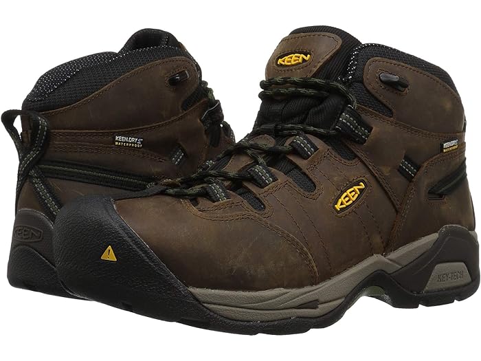 (取寄) キーン ユーティリティ メンズ デトロイト Xt ミッド スティール トゥ ウォータープルーフ KEEN Utility men Detroit XT Mid Steel Toe Waterproof Cascade Brown/Bronze Green
