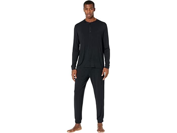 (取寄) エバージェイ ヘンリー - ザ ロング Pj セット Eberjey Henry - The Long PJ Set Black