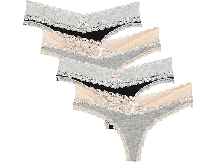 (取寄) ハニーデュー インティメイト レディース アーナ トング 4-パック Honeydew Intimates women Ahna Thong 4-Pack Assorted 1