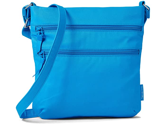 (取寄) ヴェラ ブラッドリー レディース コットン トリプル ジップ ヒップスター クロスボディ パース Vera Bradley women Cotton Triple Zip Hipster Crossbody Purse Blue Aster Recycled Cotton